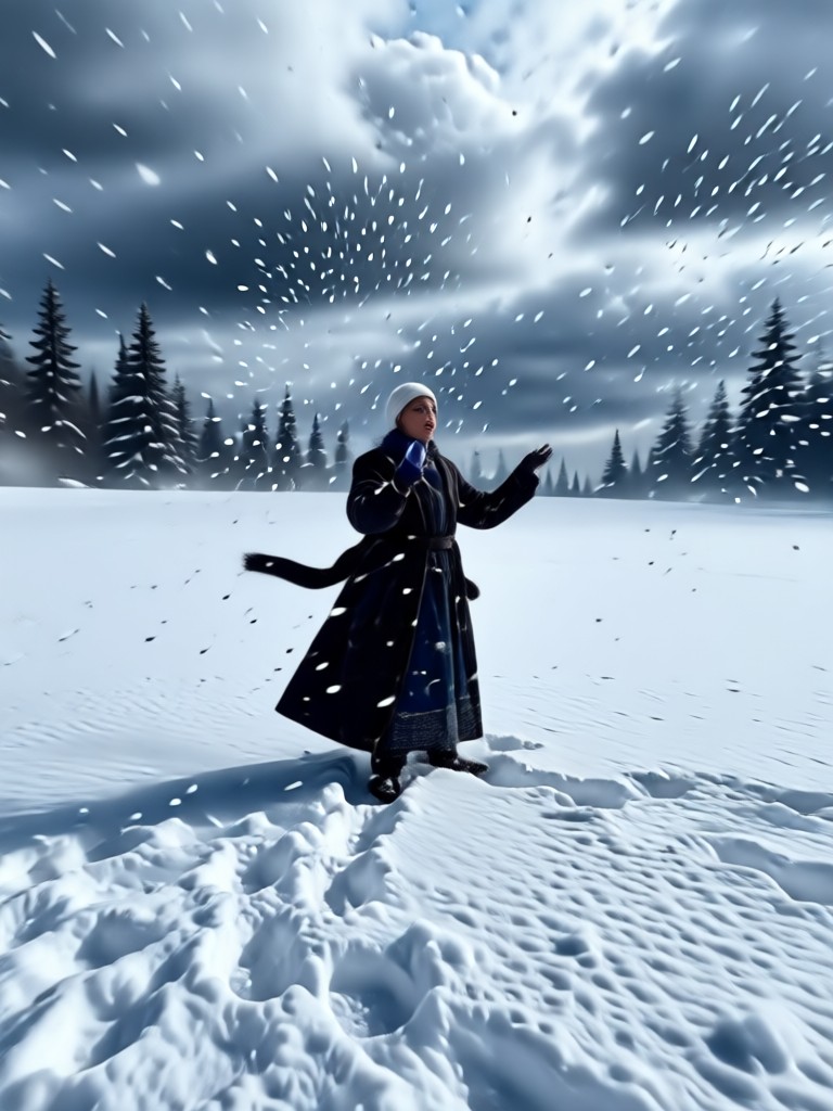Snow kiss video with golden hour lighting