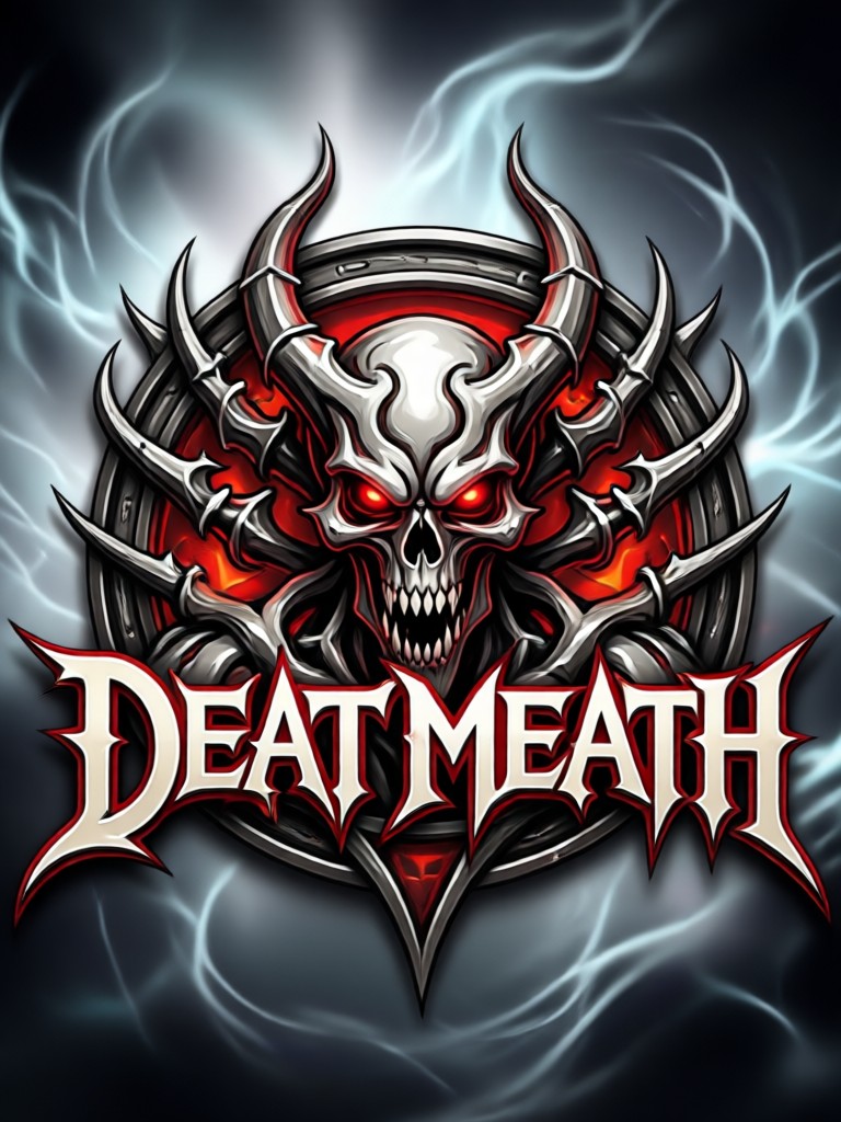 Smartphone displaying the HeyO app generating a death metal logo