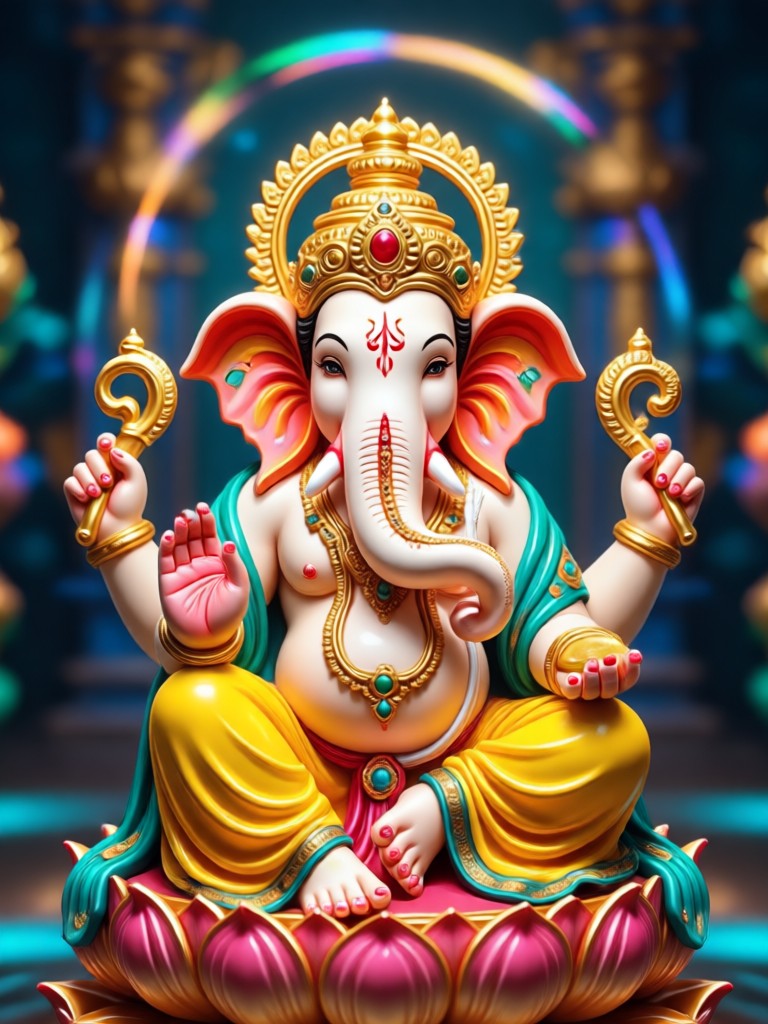 Cinematic AI animation of Ganesha statue