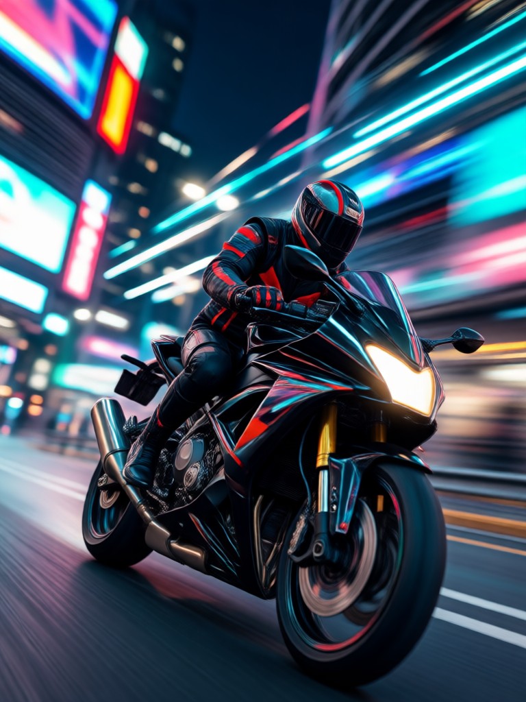 Anime style character on a sport bike