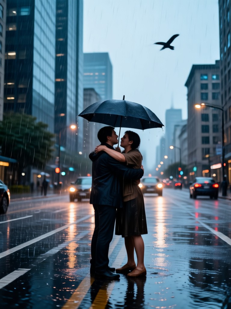 Mobile app showing a generated long distance rain hug video