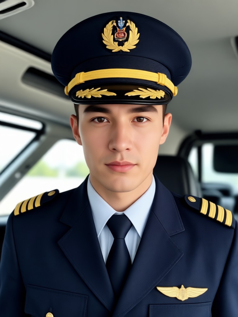 Uniforme de piloto militar com IA aplicado em um retrato