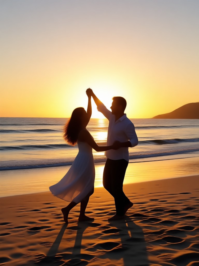 Fun salsa dance with ocean waves