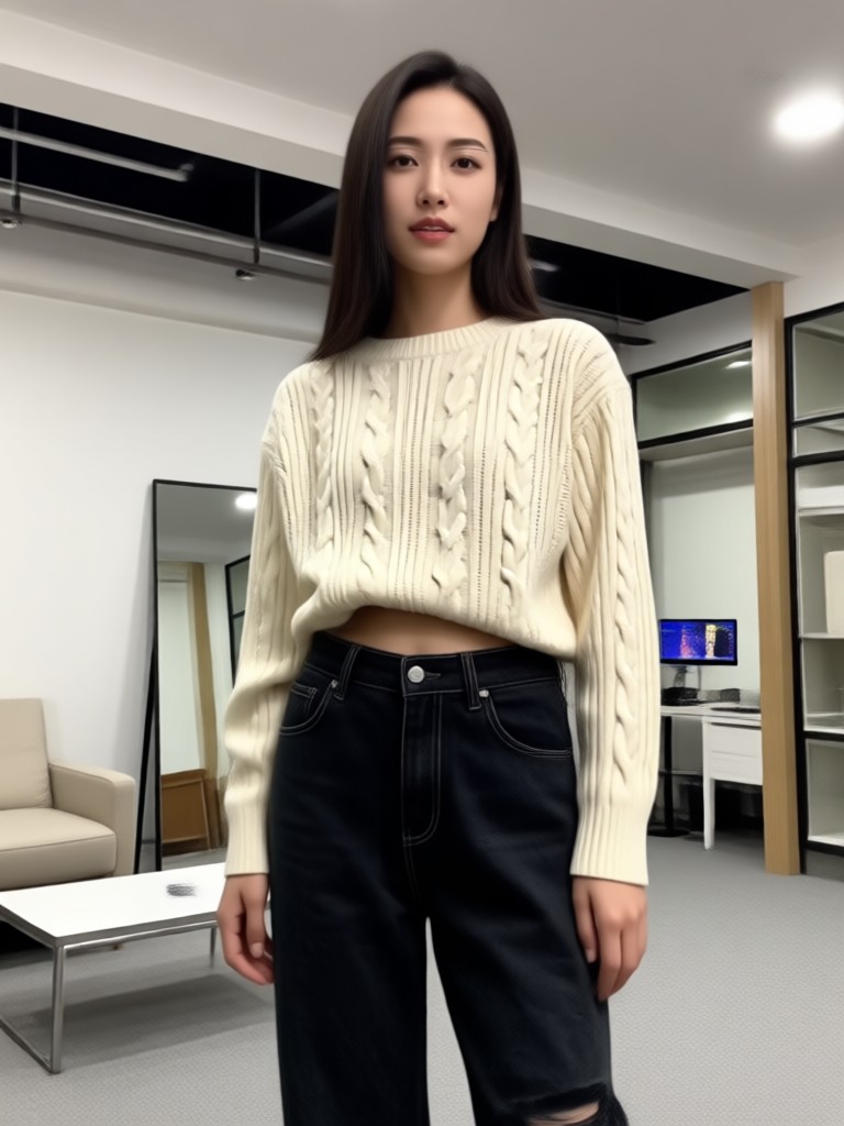 KI-Anprobe lässiger Streetwear-Outfit