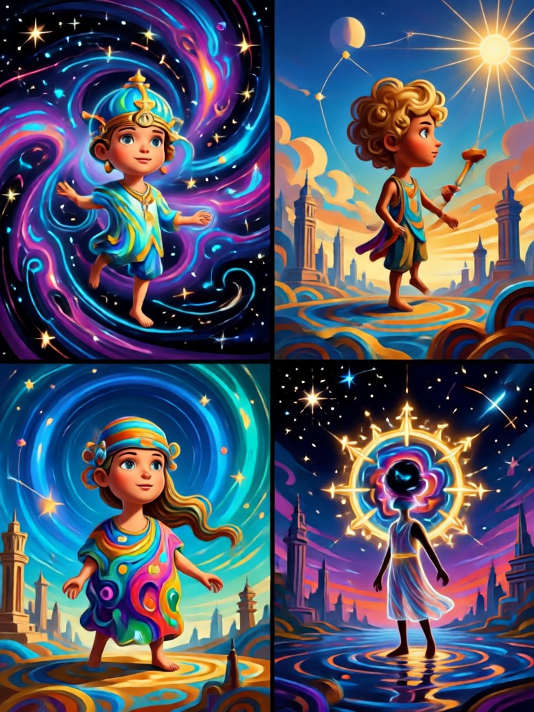 Portrait grid showing one person in four artistic styles