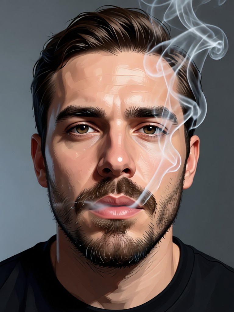 AI generated photo to smoke effect on a profile portrait
