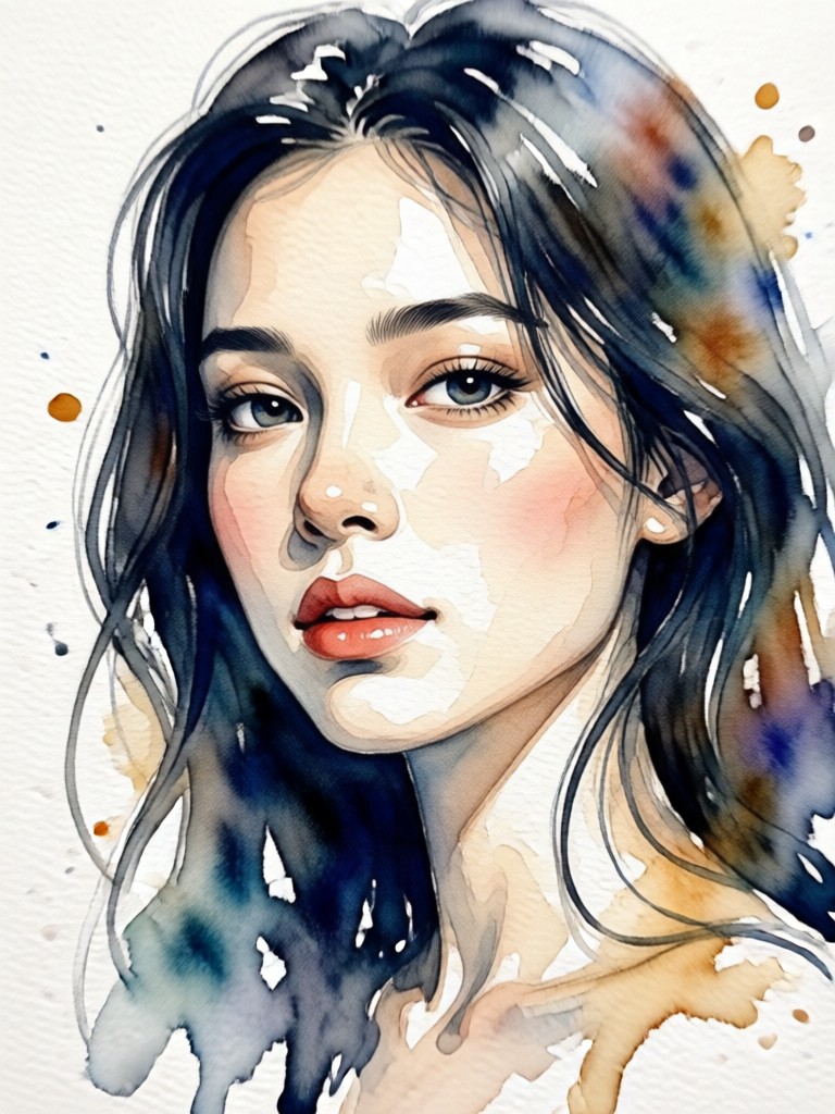 Ätherisches Fantasy-Porträt mit Aquarelleffekten