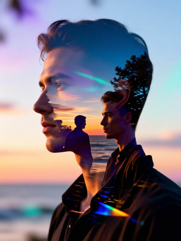 Engagement photo blended with map location