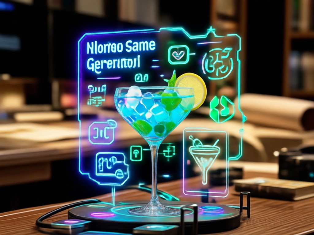 Mobile app showing a long list of diverse AI generated cocktail names