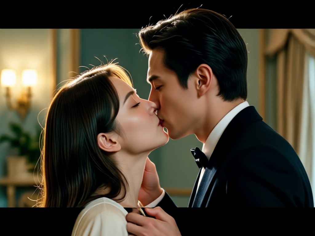 Iluminación y efectos cinematográficos en un video de beso con IA