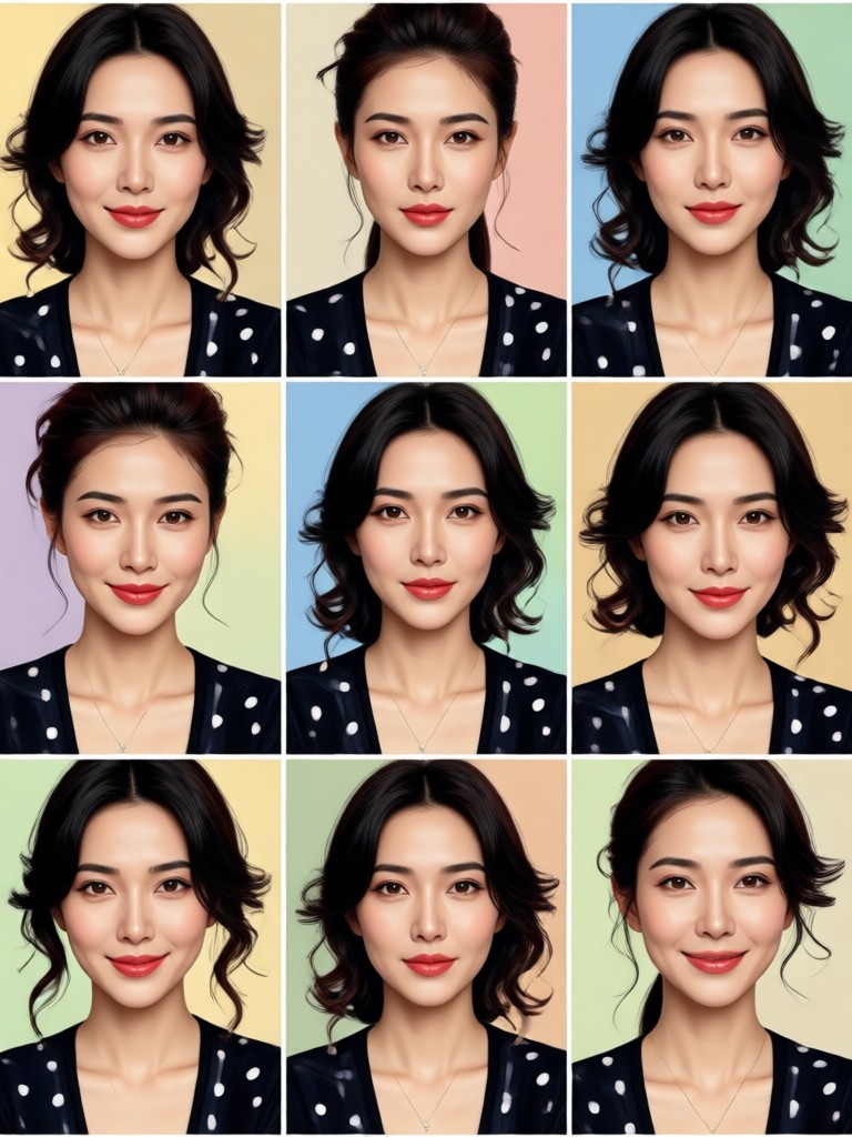 AI generated nine grid portrait collage example