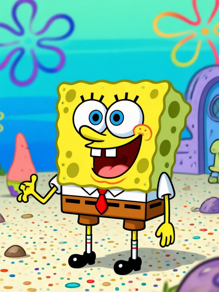 Mobile app showing SpongeBob meme creation