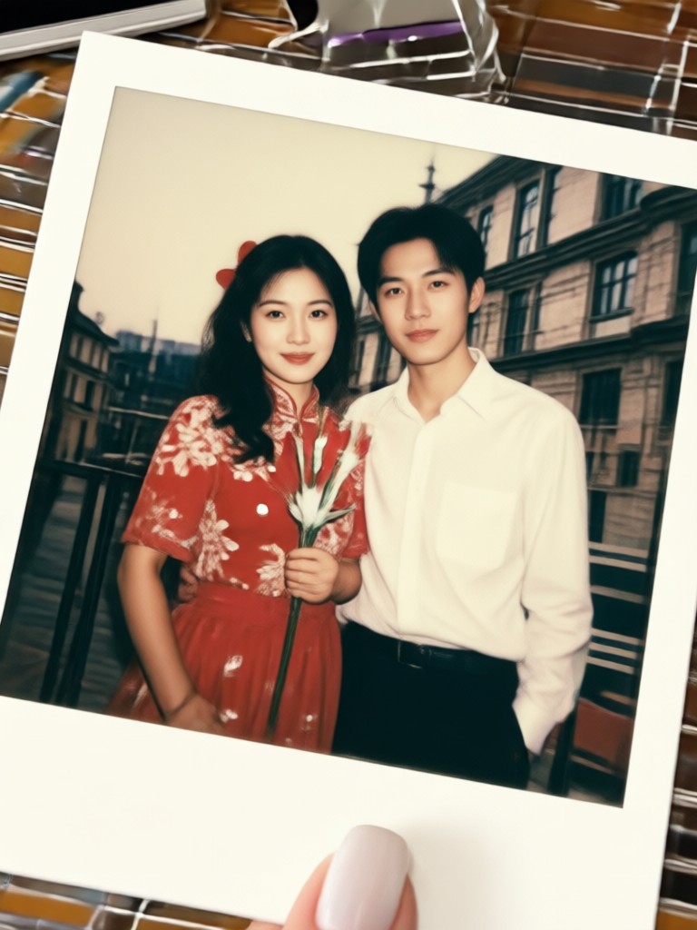 Soft focus vintage wedding Polaroid generator