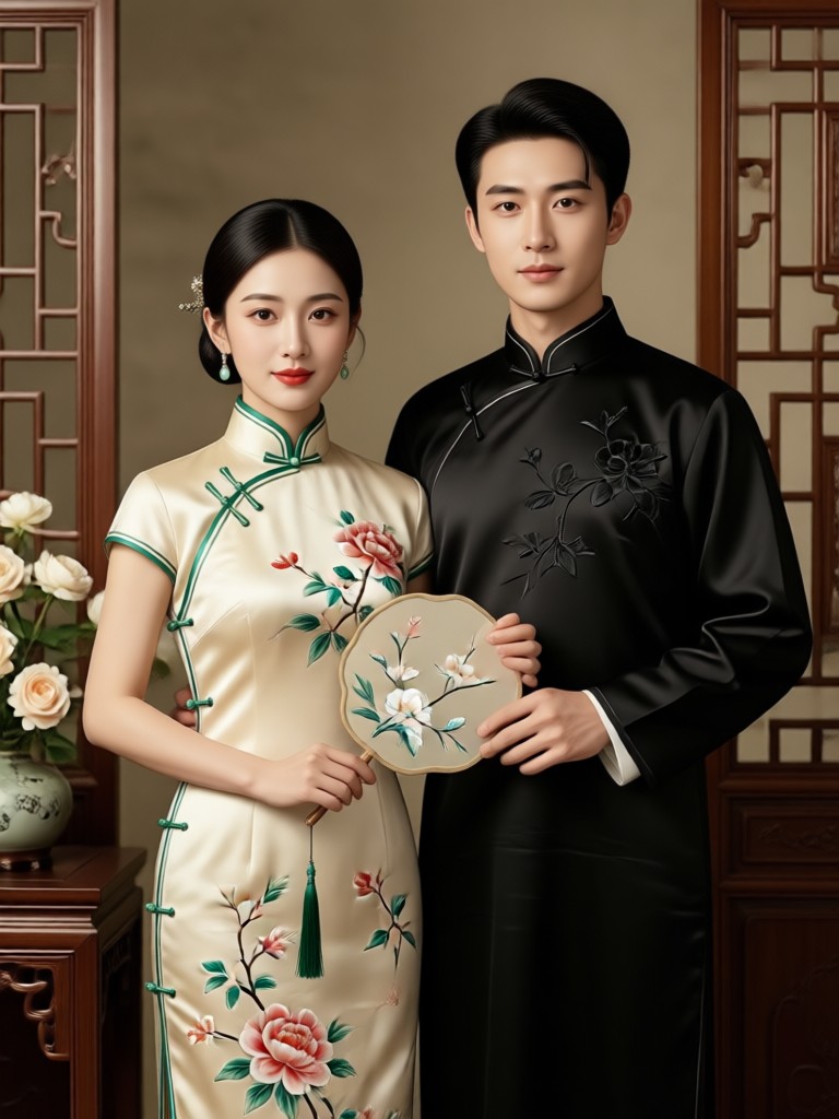 Blue and white porcelain pattern qipao