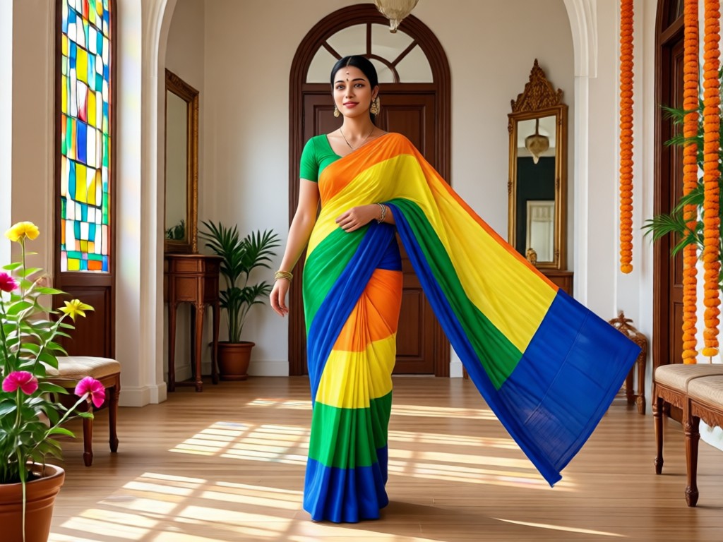 Multiple patriotic saree style templates