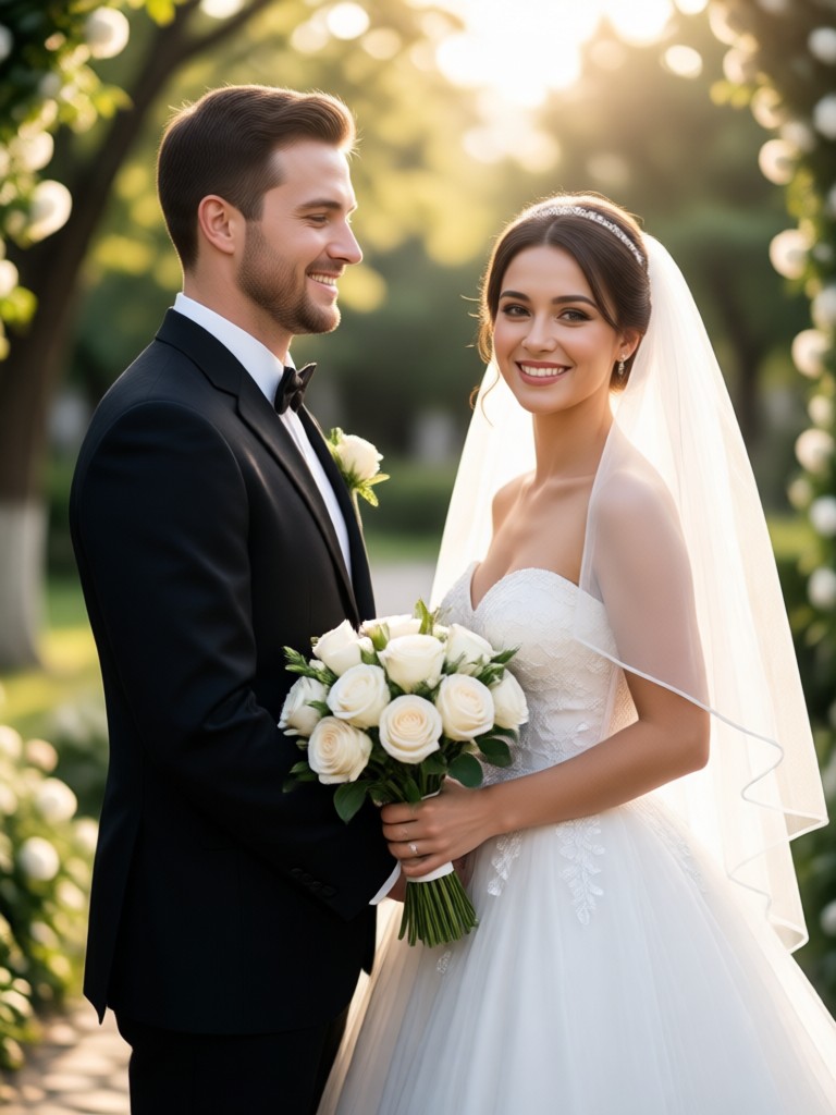 Foto de boda con IA con iluminación dramática cinematográfica