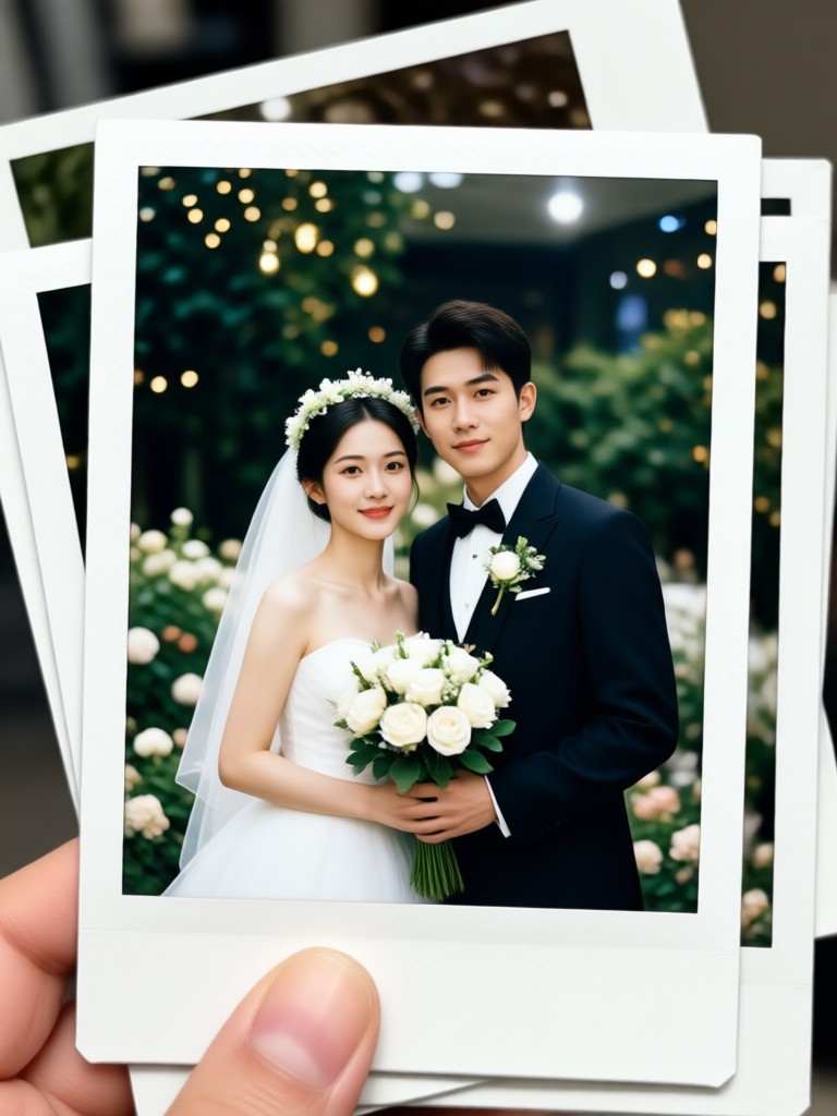 AI wedding Polaroid couple photo generator example