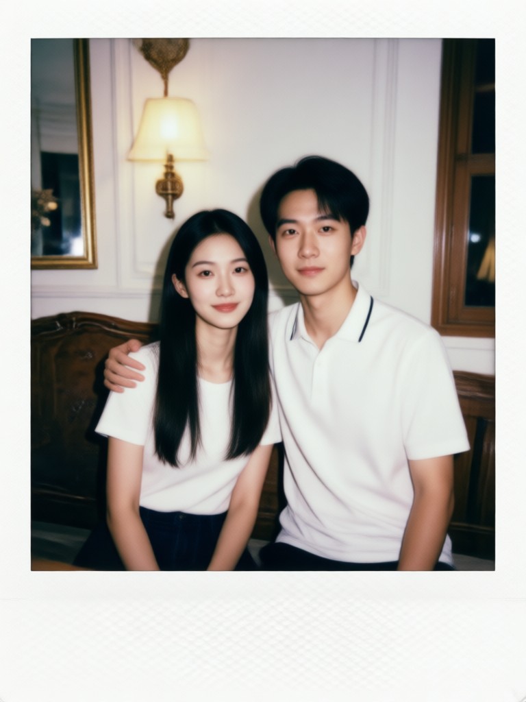 Mobile app view of Polaroid couple photo generator