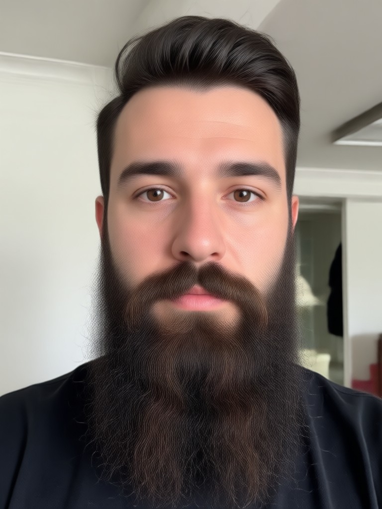 Man with AI generated stylish goatee and mustache