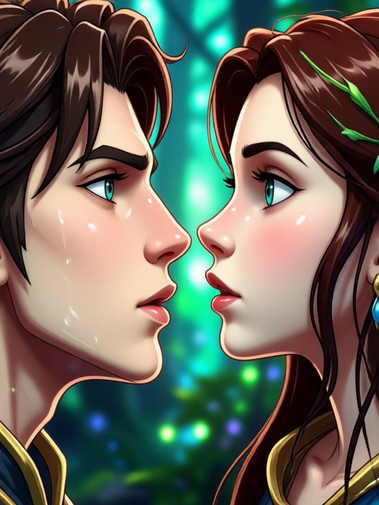 Winter fae kiss with snowfall