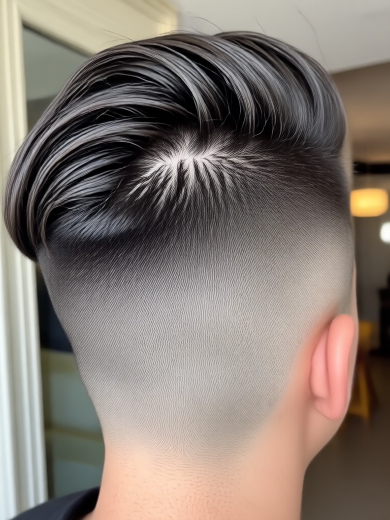 Buzz cut dengan render AI garis rambut yang jelas