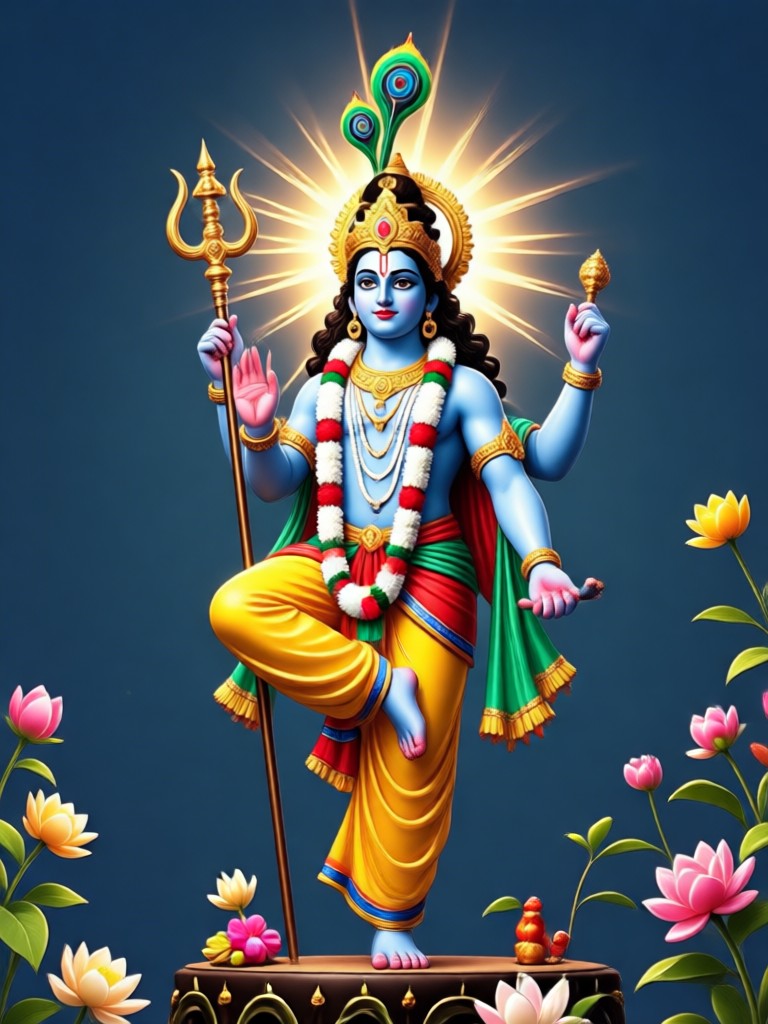 Traditional Pichwai style Krishna AI portrait