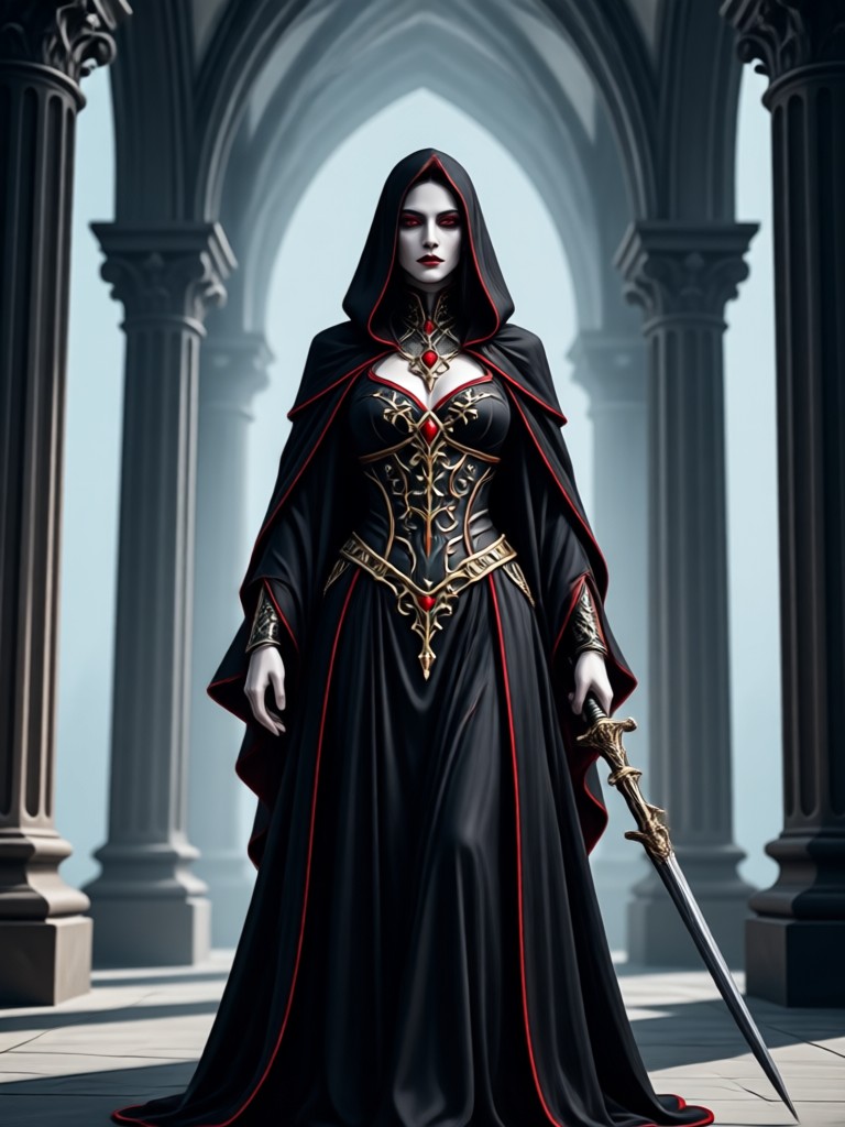 Shadowy figure with glowing red eyes AI