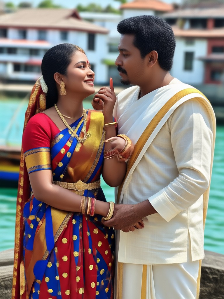 Modern Kerala traditional couple photo concept
