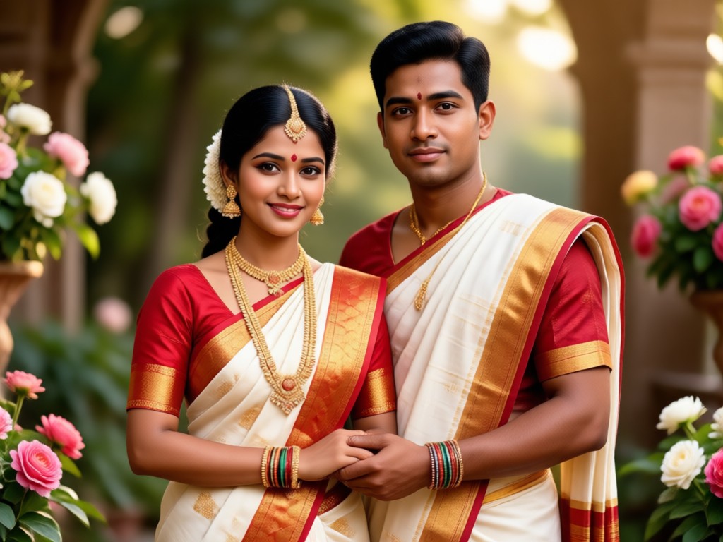 AI generated authentic Tamil couple portrait