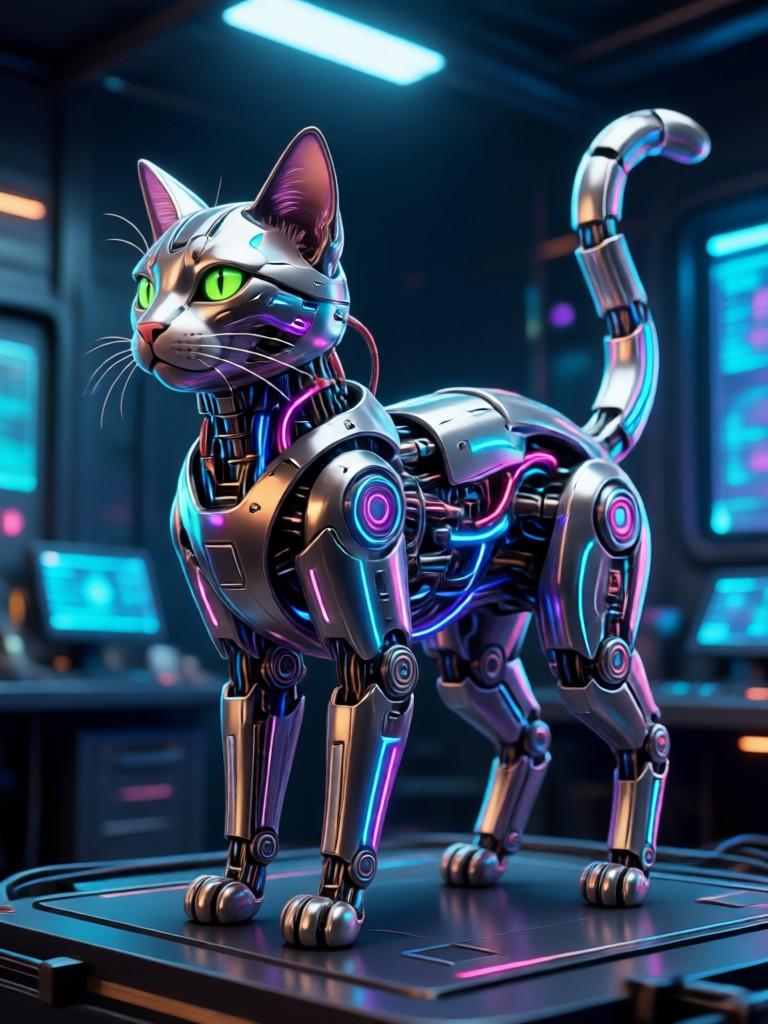 Steampunk mechanical cat design