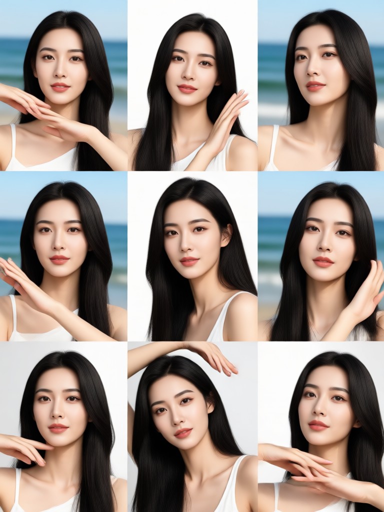 Smiling portrait in a bright, cohesive nine grid