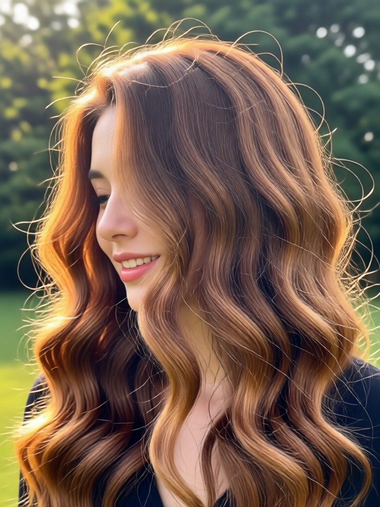 Beachy, loose waves filter applied to a selfie