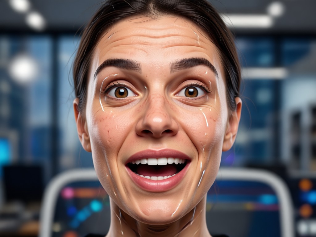 Realistic skin and muscle movement in AI expression change