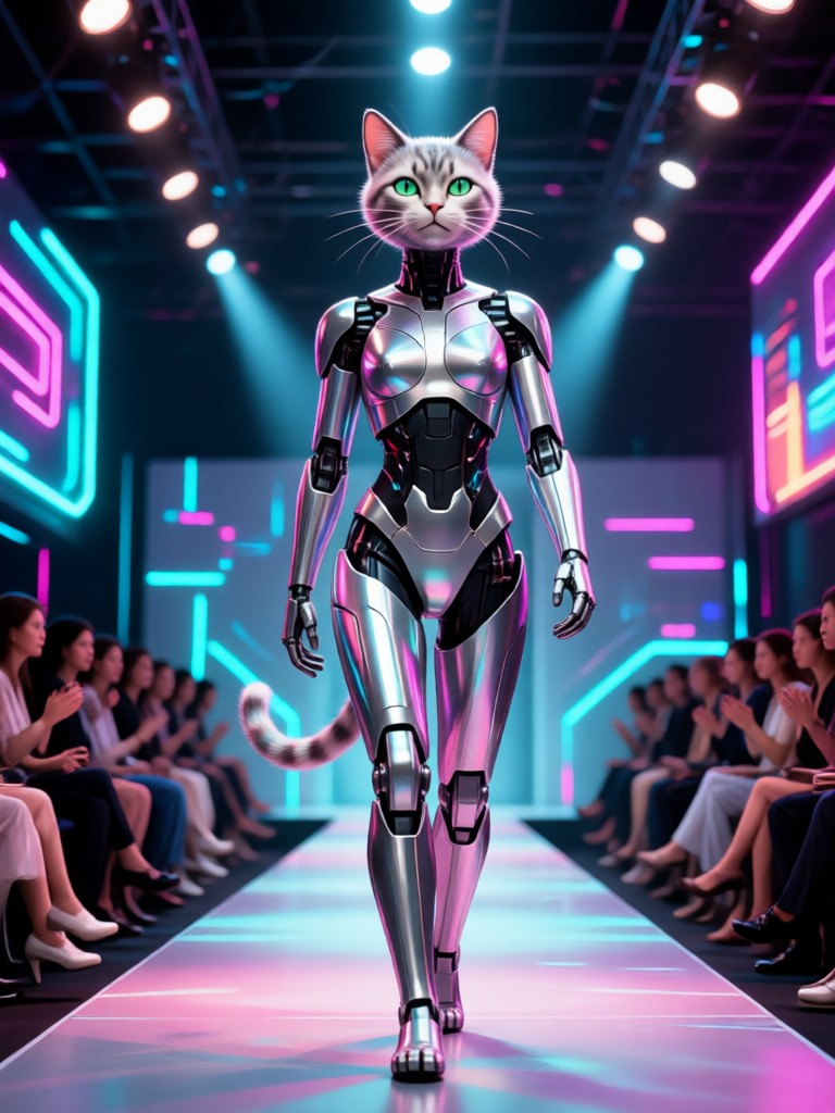 AI 캣워크 제너레이터 모바일 앱 인터페이스