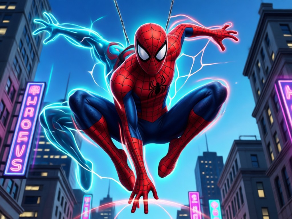 AI transforming a group photo into multiple Spiderman characters