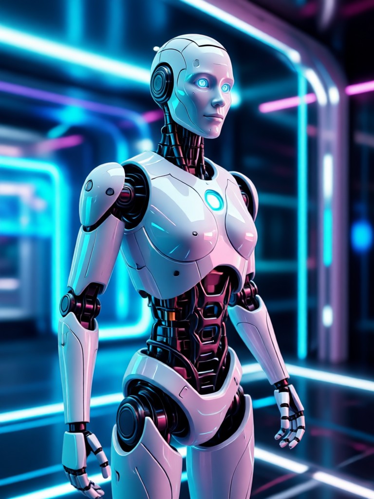 AI robot filter result minimalist white robot with clean lines