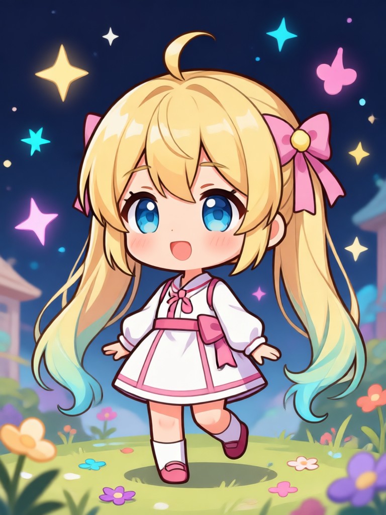 Figurinha chibi adorável em estilo argila 3D