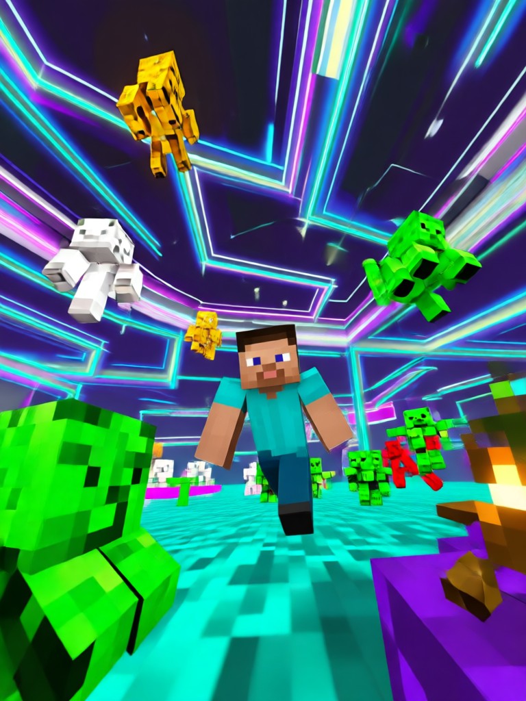 Minecraft style family portrait