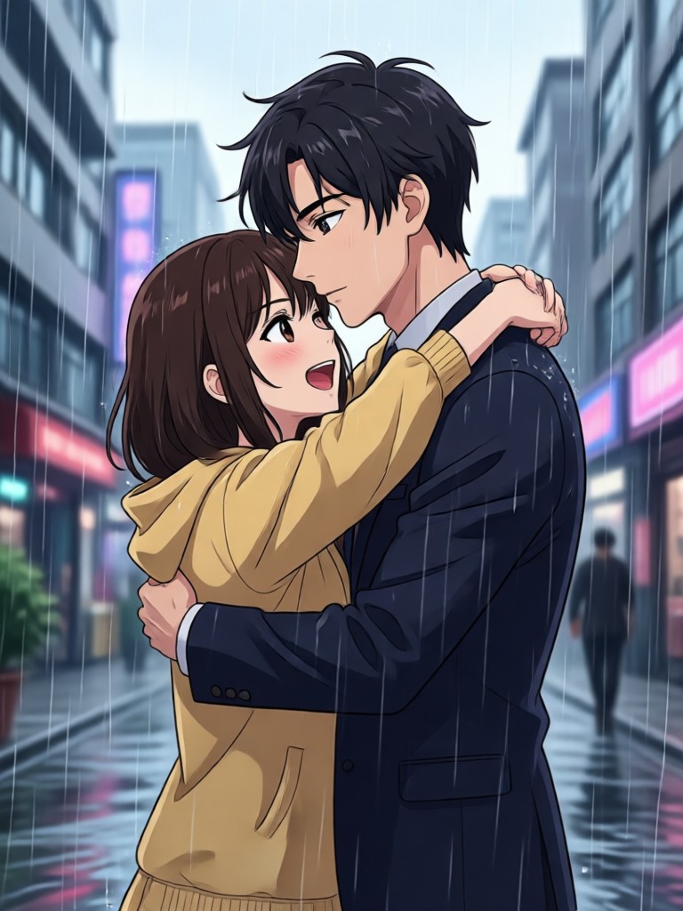 Download app to create anime rain hug videos