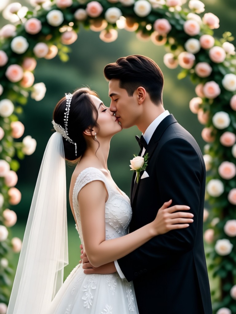 Resultado del creador de vídeos de beso en boda sencilla en el patio trasero