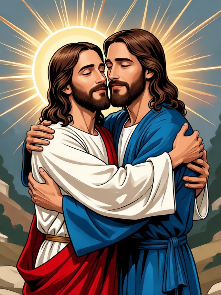 AI Jesus hug video example healing moment