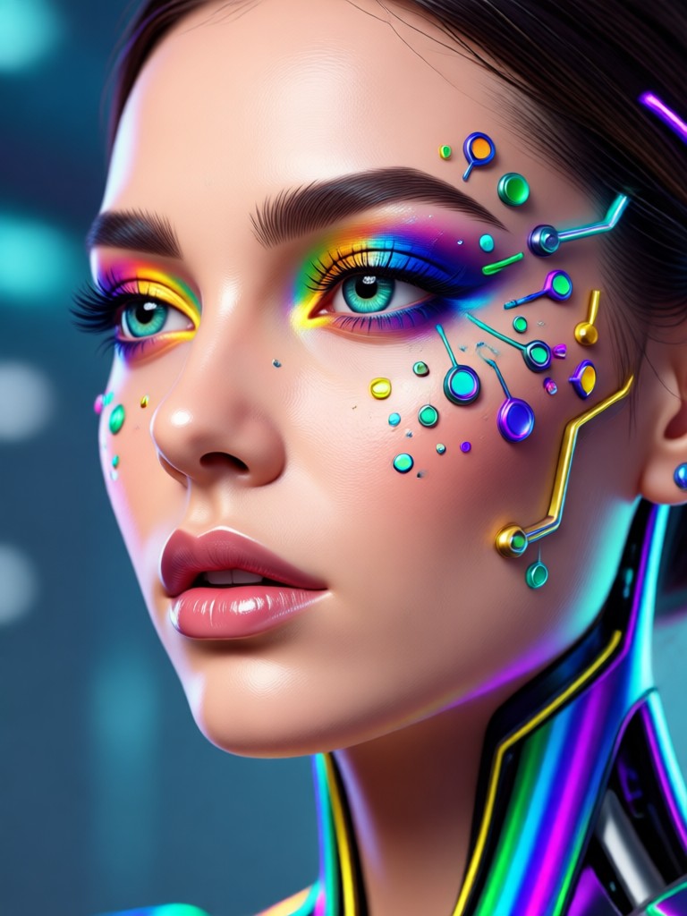 Cinematic cyberpunk AI beauty character
