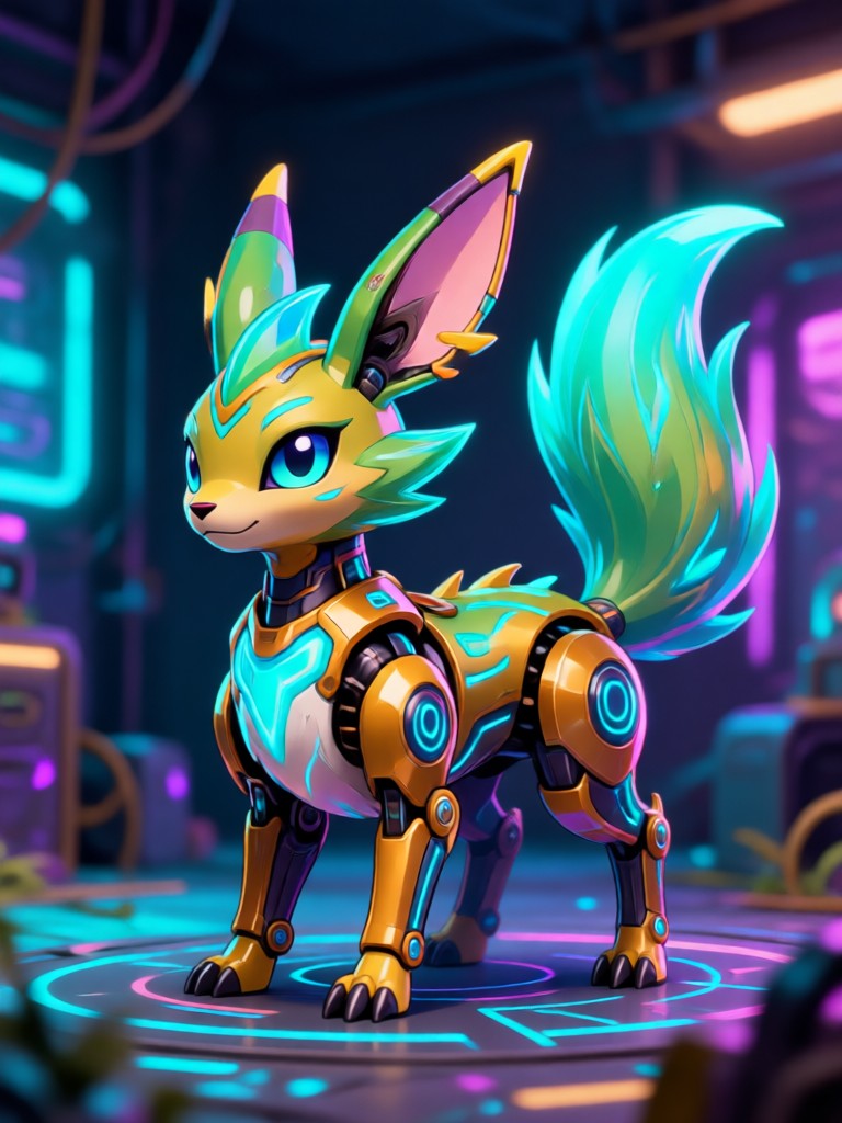 Steel and psychic type futuristic Fakemon