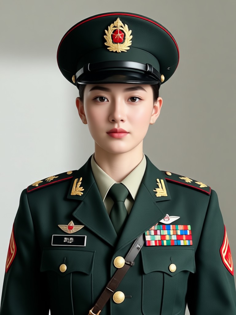 Female portrait with army uniform edit