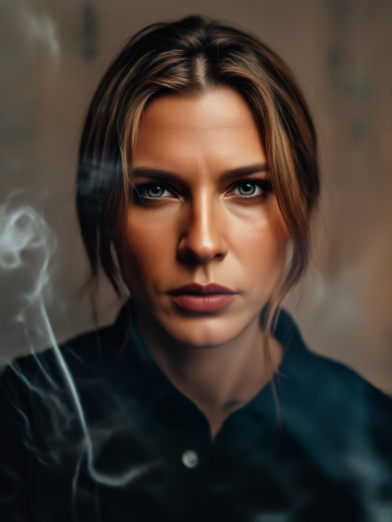 Cinematic smoky portrait with colored gels