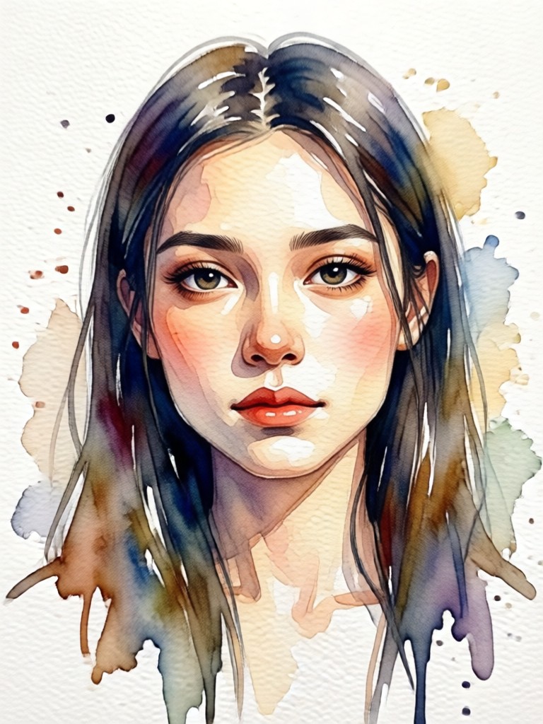 Portrait with vibrant, psychedelic watercolor hues