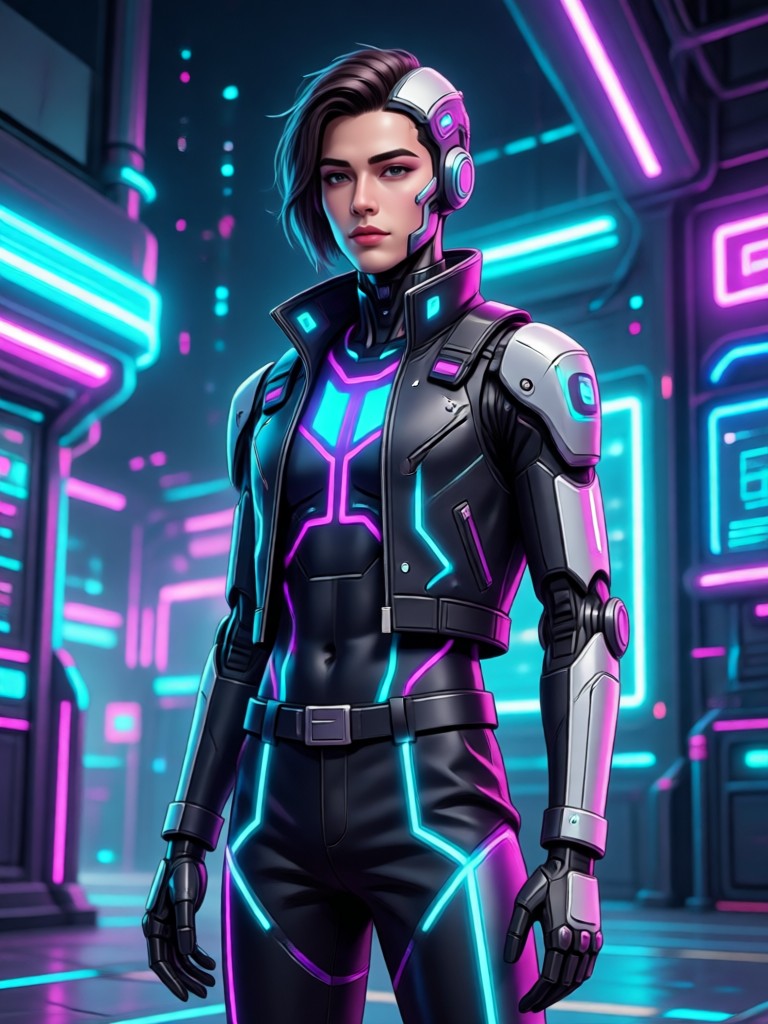 AI futuristic cyberpunk clothing