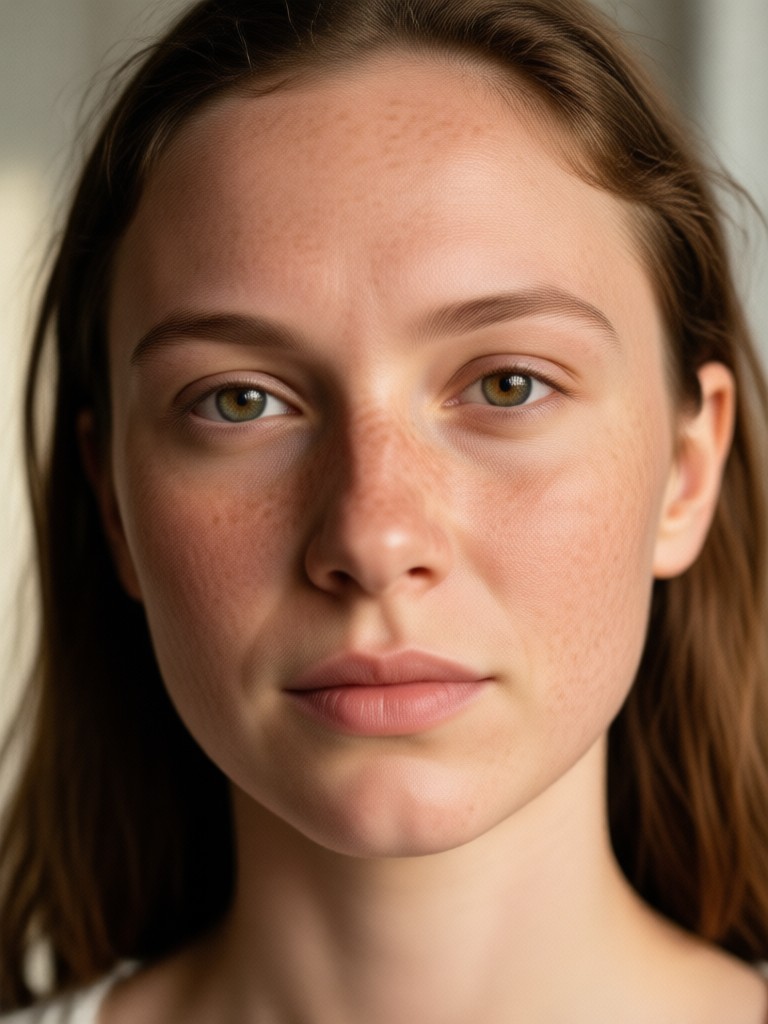 AI-generated golden hour freckles on cheeks