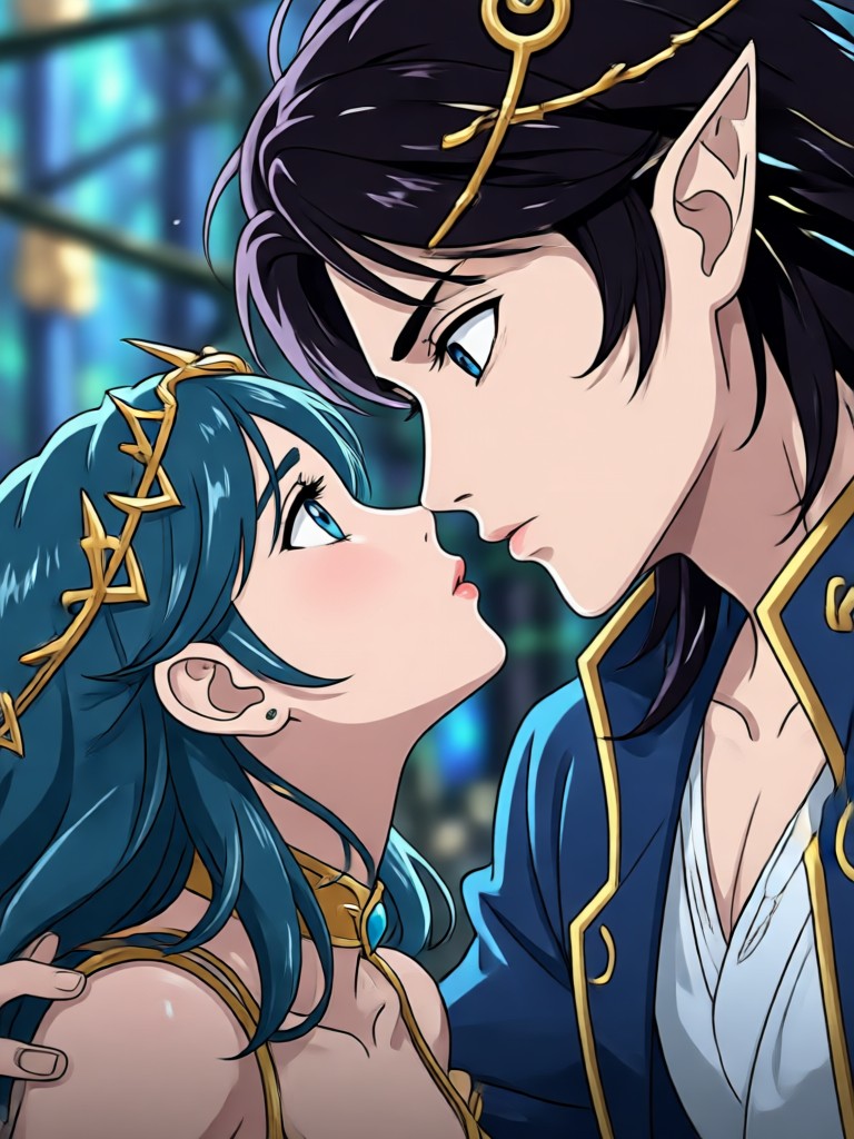 PixPop app creating a fantasy kiss animation on a phone