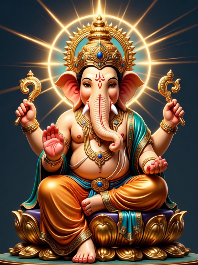 Traditional painting style Ganesh AI image